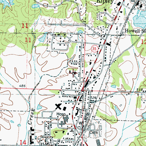 Topographic Map of Ripley Church of Christ, MS