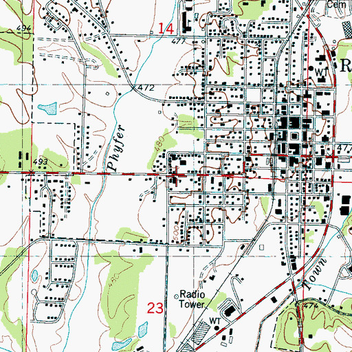 Topographic Map of Ripley Elementary School, MS