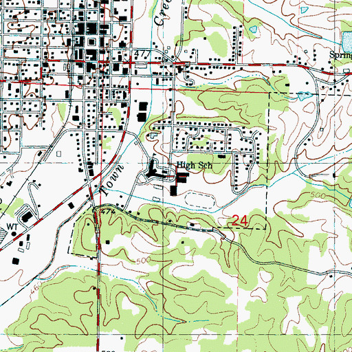 Topographic Map of Ripley Middle School, MS