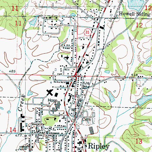 Topographic Map of Ripley Public Library, MS