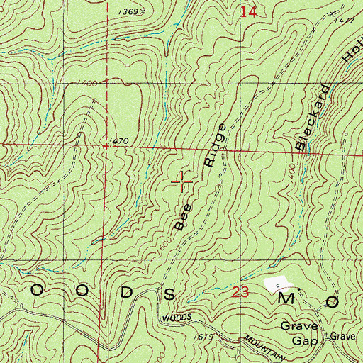 Topographic Map of Bee Ridge, AR