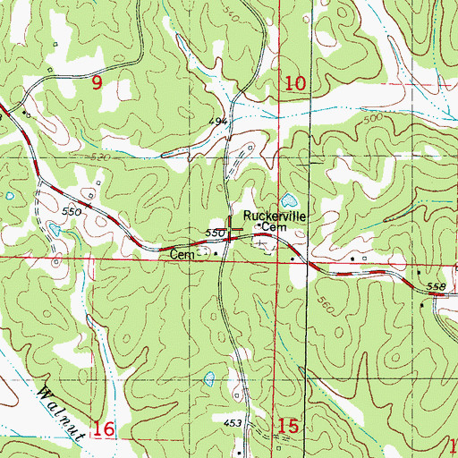 Topographic Map of Ruckersville (historical), MS