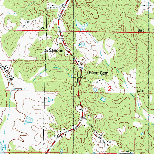 Topographic Map of Sand Hill School (historical), MS