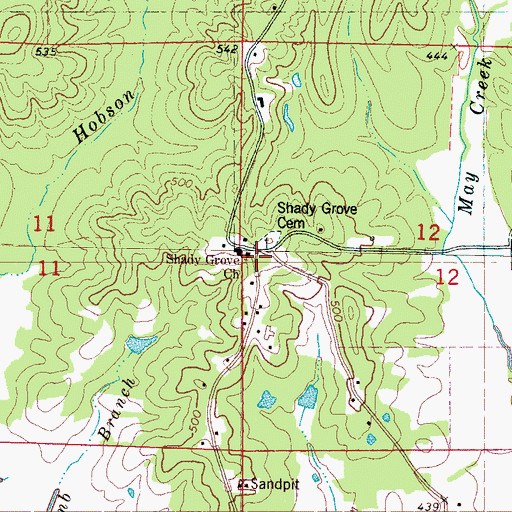 Topographic Map of Shady Grove, MS