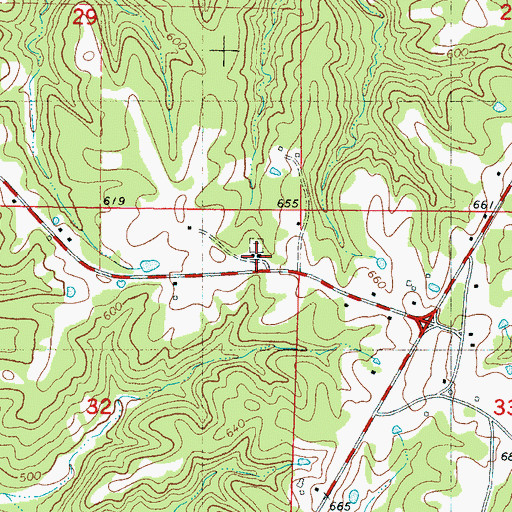 Topographic Map of Spout Springs Presbyterian Church, MS