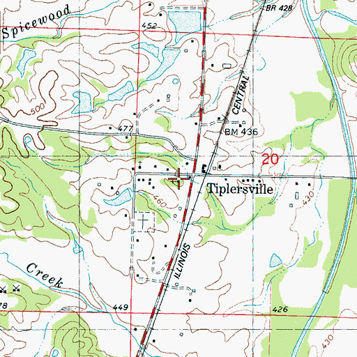 Topographic Map of Tipplersville Baptist Church, MS
