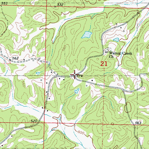 Topographic Map of Walnut Creek, MS