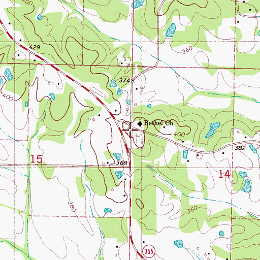 Topographic Map of Bethel Cemetery, MS