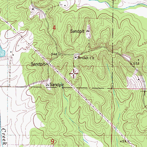Topographic Map of Beulah Cemetery, MS