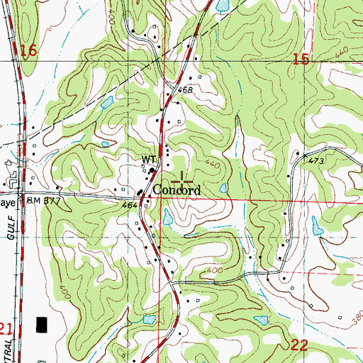 Topographic Map of Concord Cemetery, MS