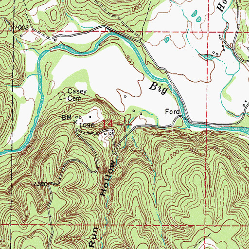 Topographic Map of Bee Run Hollow, AR