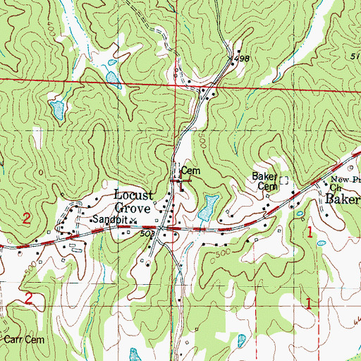 Topographic Map of Locust Grove Baptist Church, MS