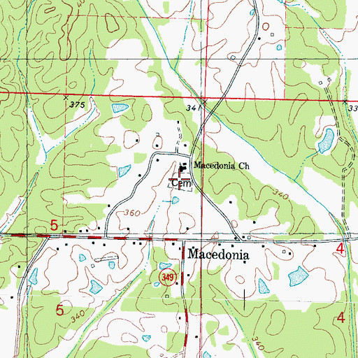 Topographic Map of Macedonia Cemetery, MS