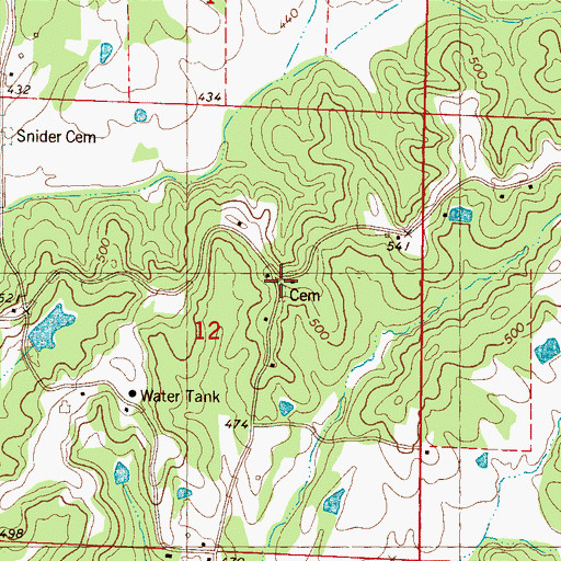 Topographic Map of Miears Cemetery, MS