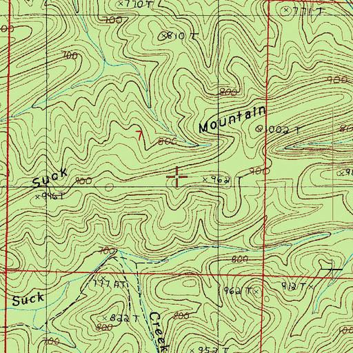 Topographic Map of Bee Suck Mountain, AR
