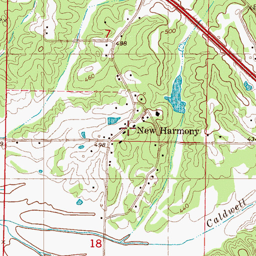 Topographic Map of New Harmony School (historical), MS