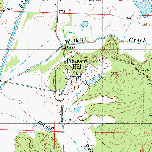 Topographic Map of Pleasant Hill Cemetery, MS