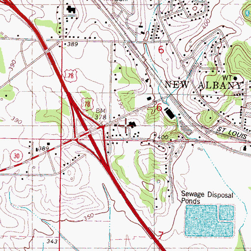 Topographic Map of Baptist Memorial Hospital, MS