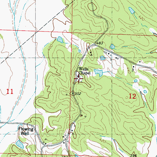 Topographic Map of Wells Chapel Cemetery, MS