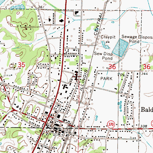 Topographic Map of Baldwyn High School, MS