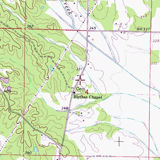Topographic Map of Blythes Chapel, MS