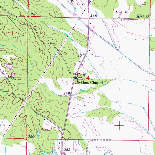 Topographic Map of Blythes Chapel Cemetery, MS