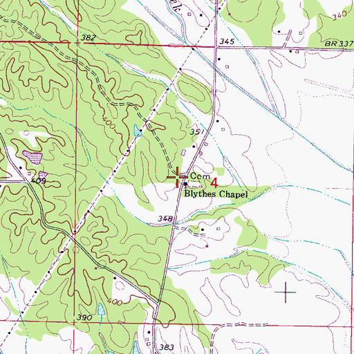 Topographic Map of Blythes Chapel School (historical), MS