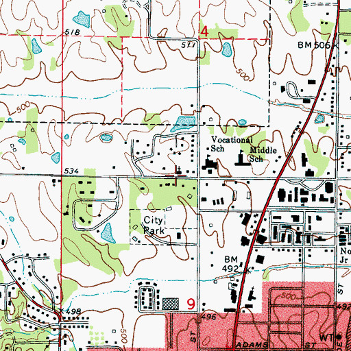 Topographic Map of Booneville Presbyterian Church, MS