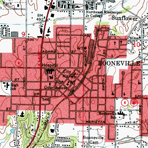 Topographic Map of Calvary Baptist Church, MS