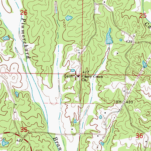 Topographic Map of Casey Creek Cemetery, MS