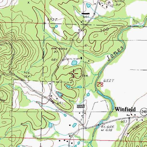 Topographic Map of Behorn Cemetery, AR