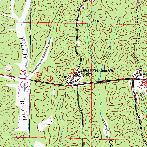 Topographic Map of East Prentiss School (historical), MS
