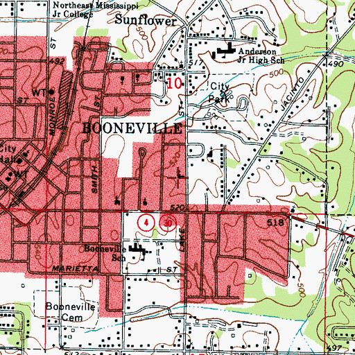 Topographic Map of First United Pentecostal Church, MS
