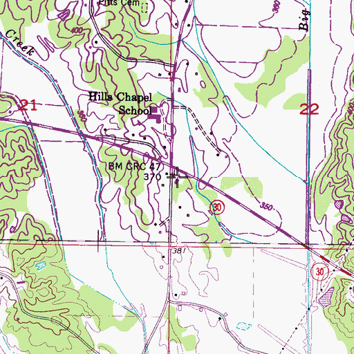 Topographic Map of Hills Chapel Church of Christ, MS