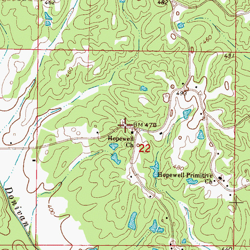 Topographic Map of Hopewell Cemetery, MS