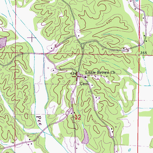 Topographic Map of Little Brown Cemetery, MS