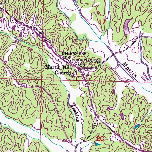 Topographic Map of Martin Hill School (historical), MS