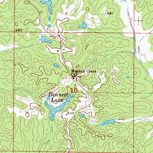 Topographic Map of Meadow Creek Cemetery, MS