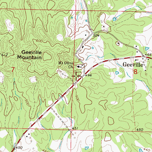 Topographic Map of Mount Olive Cemetery, MS