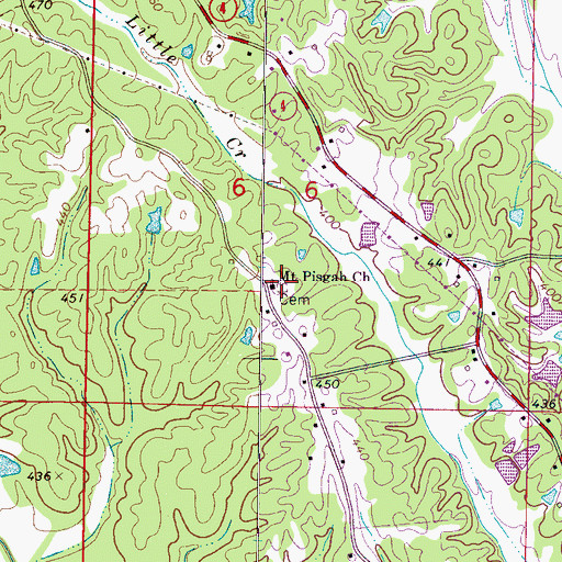 Topographic Map of Mount Pisgah Cemetery, MS