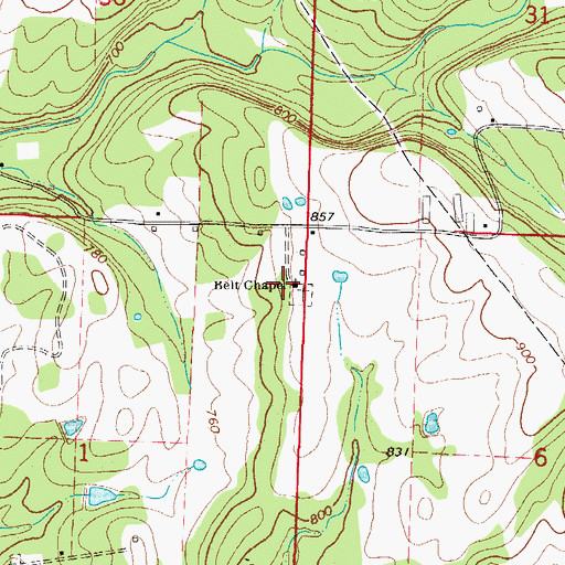 Topographic Map of Belt Chapel, AR