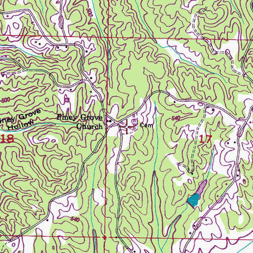 Topographic Map of New Candler Cemetery, MS