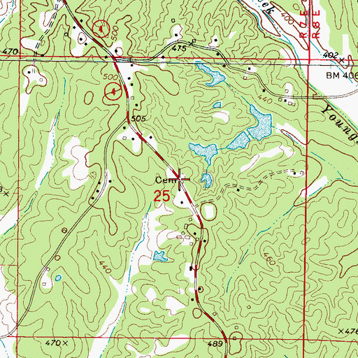 Topographic Map of Old County Home Cemetery, MS