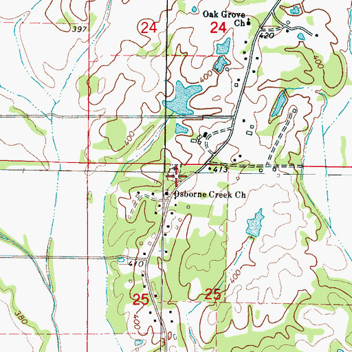 Topographic Map of Osborne Cemetery, MS