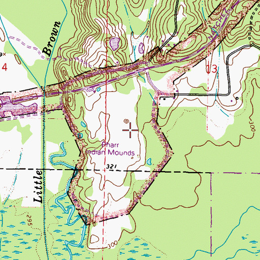 Topographic Map of Pharr Flats, MS