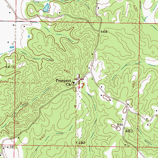 Topographic Map of Prospect Cemetery, MS