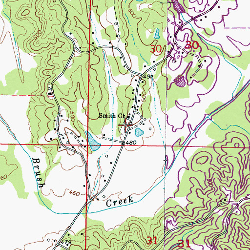 Topographic Map of Smith Cemetery, MS