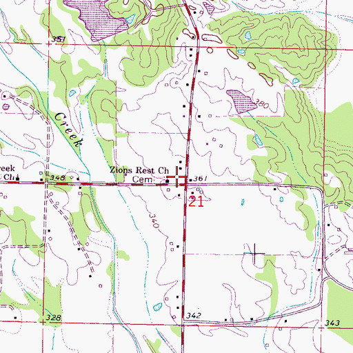 Topographic Map of Zions Rest School (historical), MS