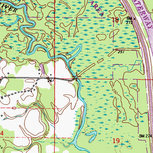 Topographic Map of Beenes Ferry (historical), MS