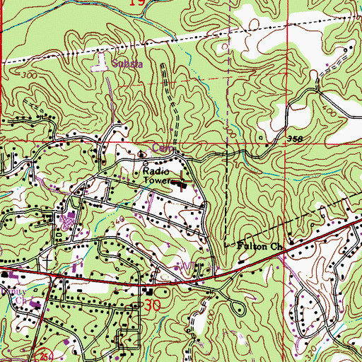 Topographic Map of East High School, MS